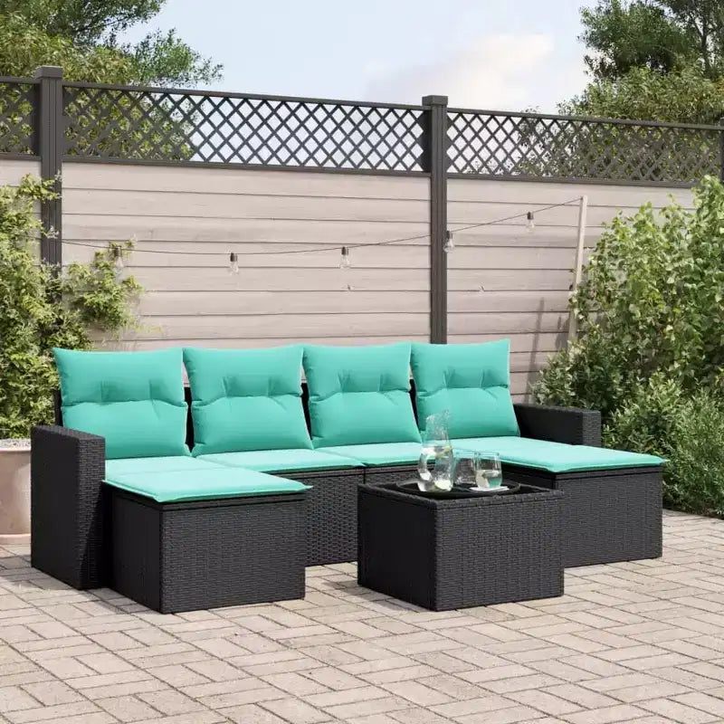 vidaXL Ensemble de canapés de jardin 7 pièces avec coussins, résine tressée
