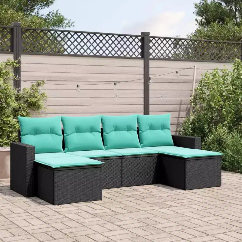 vidaXL Ensemble de canapés de jardin 7 pièces avec coussins, résine tressée