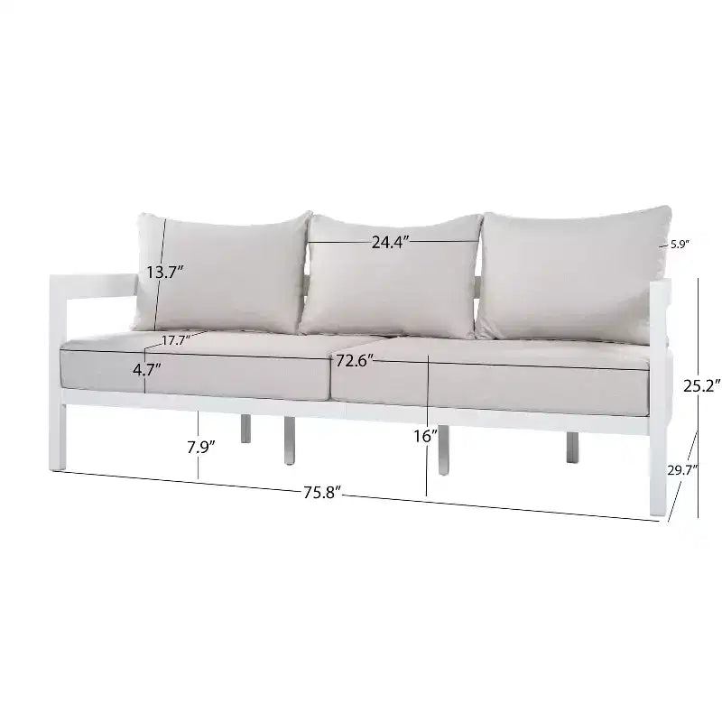 Christopher Knight Home Daniela, ensemble de 4 meubles de patio modernes en aluminium avec dossier incurvé, coussins et plateau en verre trempé