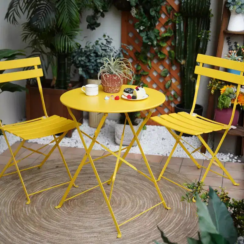 Ensemble de table et chaises pliantes portables trois pièces pour l'extérieur