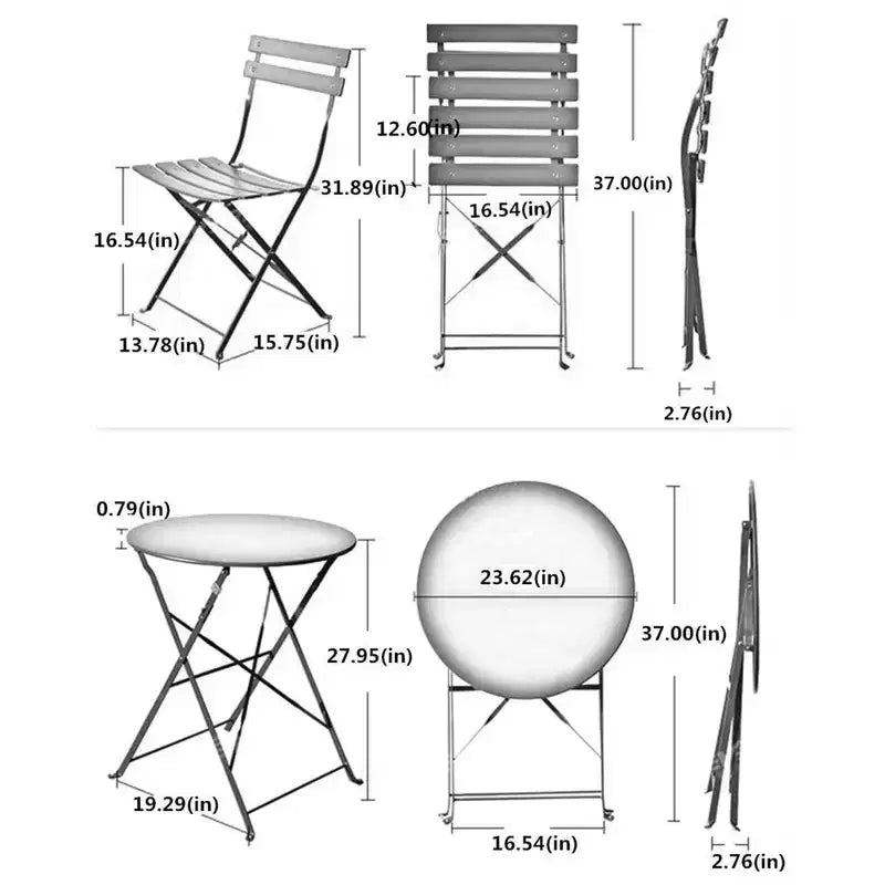 Ensemble de table et chaises pliantes portables trois pièces pour l'extérieur