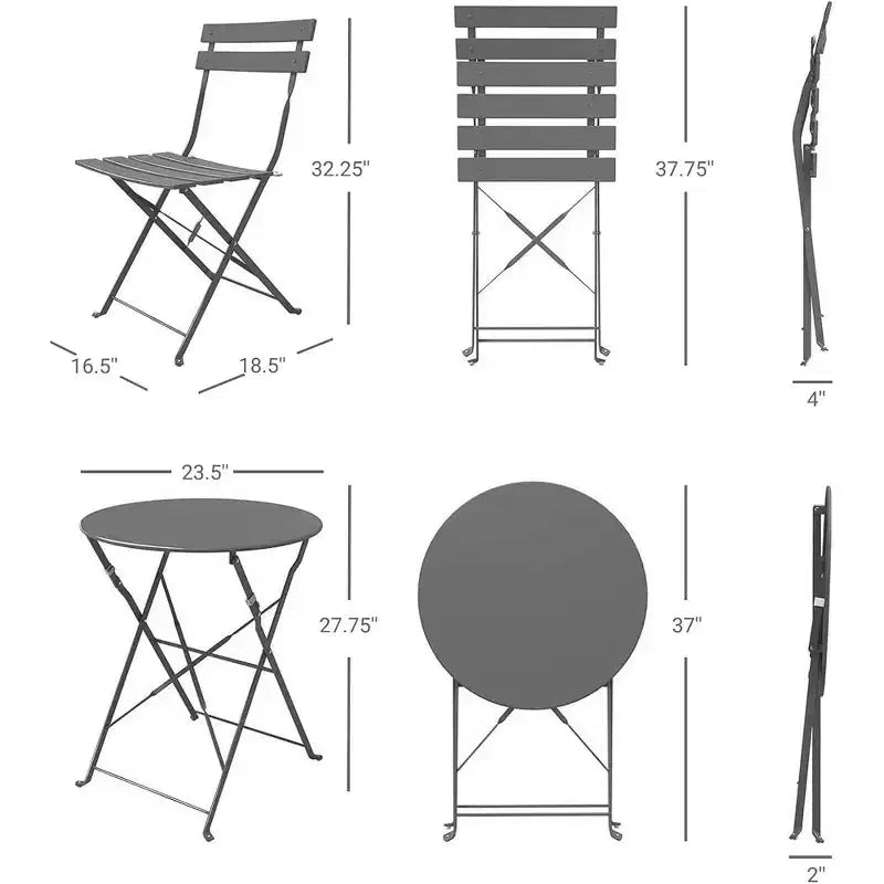 Ensemble de table et chaises pliantes portables trois pièces pour l'extérieur