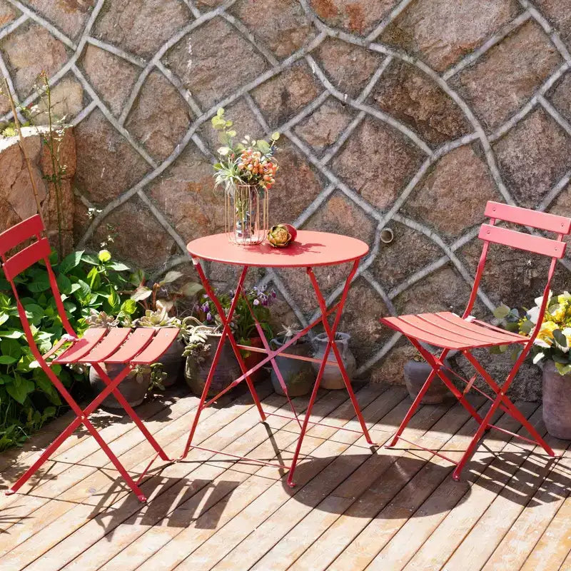 Ensemble de table et chaises pliantes portables trois pièces pour l'extérieur