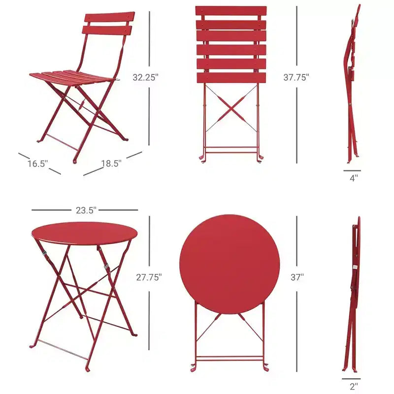 Ensemble de table et chaises pliantes portables trois pièces pour l'extérieur