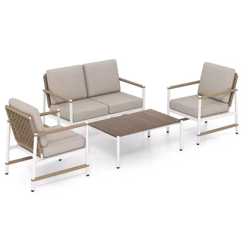 Costway Ensemble de Mobilier de Jardin 4/8 Pièces Canapé de Jardin Causeuse avec une Table Basse 2 Canapés Simples