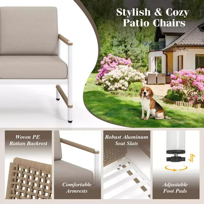 Costway Ensemble de Mobilier de Jardin 4/8 Pièces Canapé de Jardin Causeuse avec une Table Basse 2 Canapés Simples