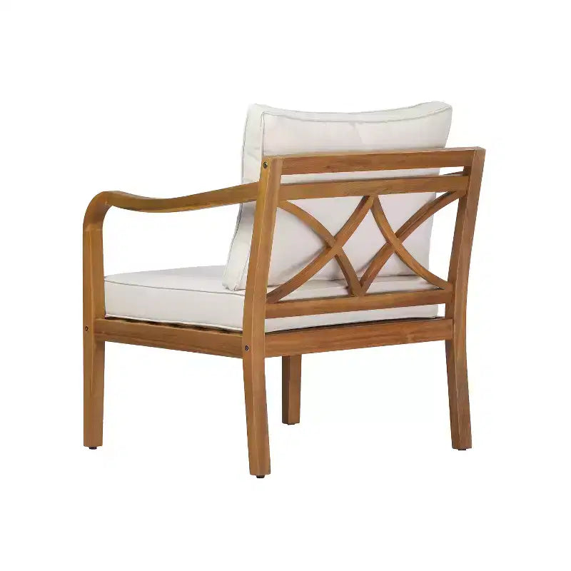 Christopher Knight Home Salma Ensemble de conversation 5 pièces moderne en bois d'acacia avec table à lattes et coussins
