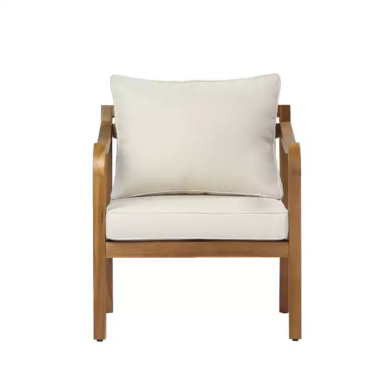 Christopher Knight Home Salma Ensemble de conversation 5 pièces moderne en bois d'acacia avec table à lattes et coussins