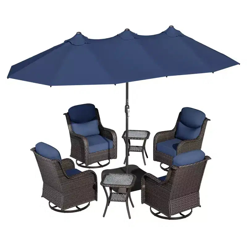 Ensemble de chaises pivotantes d'extérieur UPTIOT avec tables d'appoint et parasol de patio amélioré de 4,5 m