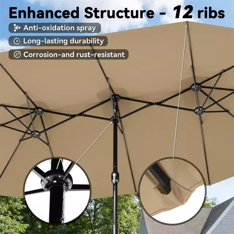 Ensemble de chaises pivotantes d'extérieur UPTIOT avec tables d'appoint et parasol de patio amélioré de 4,5 m