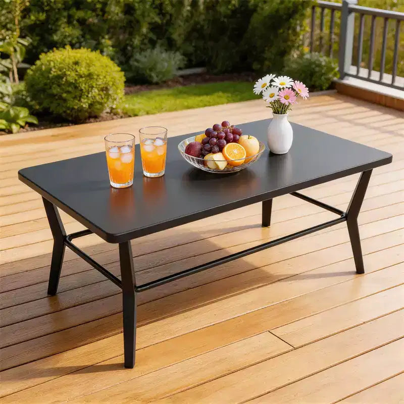 ALAULM Ensemble de mobilier de jardin 8 places en aluminium avec table basse en métal et 5 coussins épais