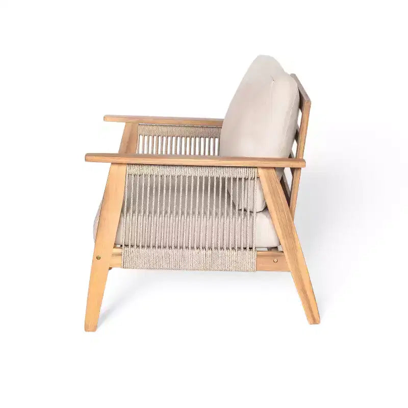 Ensemble de conversation de patio 2/4 pièces, ensemble de meubles d'extérieur en bois d'acacia avec canapé deux places, table, chaise pour jardin/balcon/arrière-cour - ModernLuxe
