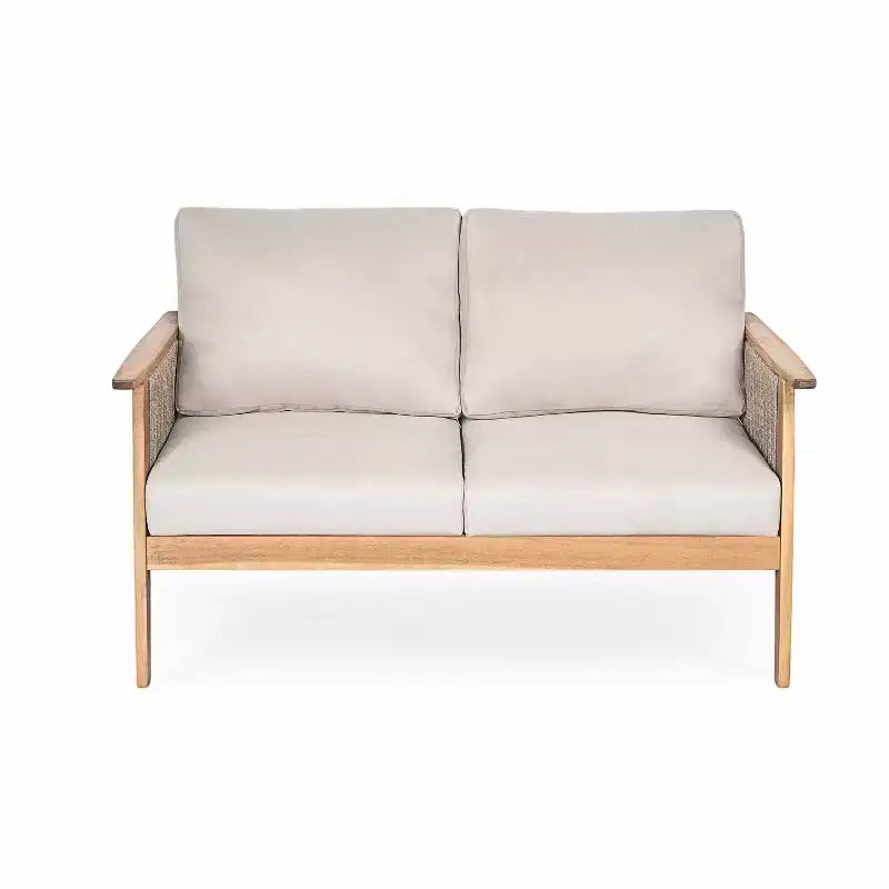 Ensemble de conversation de patio 2/4 pièces, ensemble de meubles d'extérieur en bois d'acacia avec canapé deux places, table, chaise pour jardin/balcon/arrière-cour - ModernLuxe