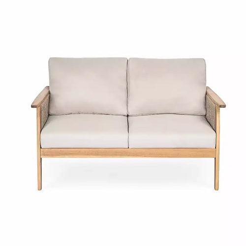 Ensemble de conversation de patio 2/4 pièces, ensemble de meubles d'extérieur en bois d'acacia avec canapé deux places, table, chaise pour jardin/balcon/arrière-cour - ModernLuxe