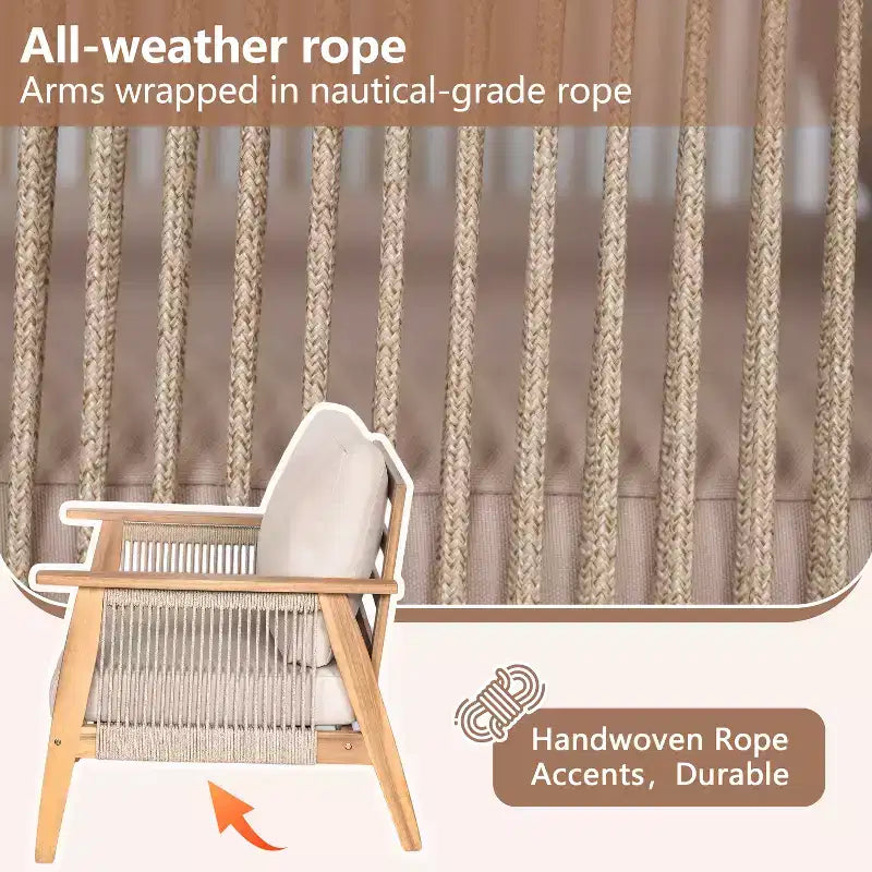 Ensemble de conversation de patio 2/4 pièces, ensemble de meubles d'extérieur en bois d'acacia avec canapé deux places, table, chaise pour jardin/balcon/arrière-cour - ModernLuxe