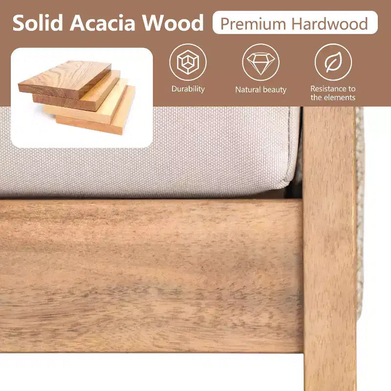 Ensemble de conversation de patio 2/4 pièces, ensemble de meubles d'extérieur en bois d'acacia avec canapé deux places, table, chaise pour jardin/balcon/arrière-cour - ModernLuxe