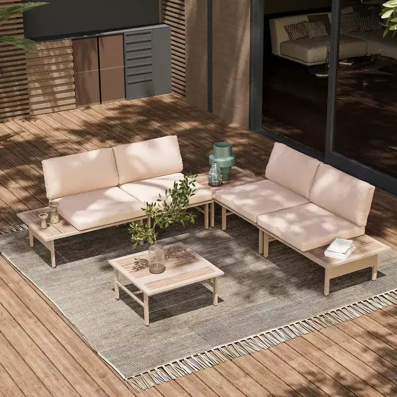 Ensemble de mobilier de jardin LAUSAINT HOME, salon de jardin d'extérieur avec cadre en métal et table basse pour jardin, bord de piscine