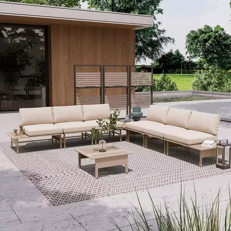 Ensemble de mobilier de jardin LAUSAINT HOME, salon de jardin d'extérieur avec cadre en métal et table basse pour jardin, bord de piscine