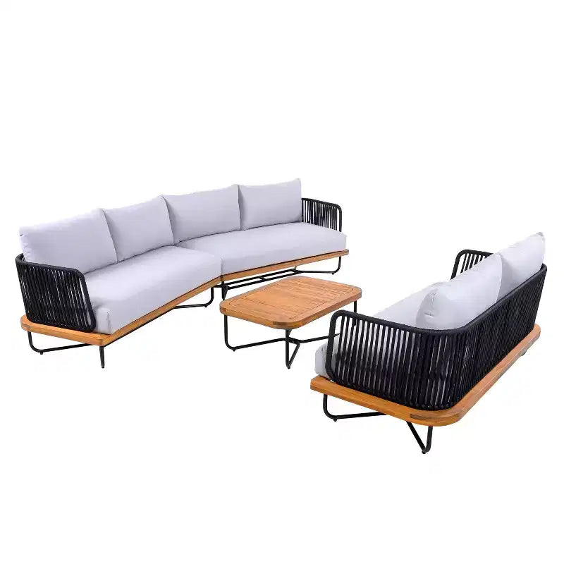 Christopher Knight Home Lucas Ensemble de 4 pièces en corde tressée, acacia et fer, pour l'extérieur