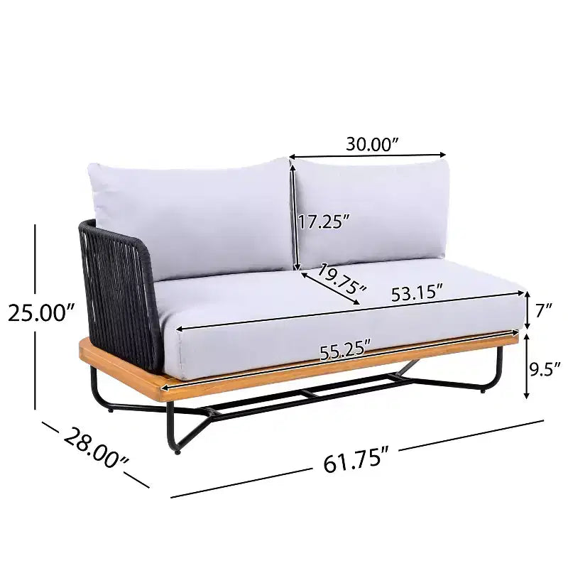 Christopher Knight Home Lucas Ensemble de 4 pièces en corde tressée, acacia et fer, pour l'extérieur