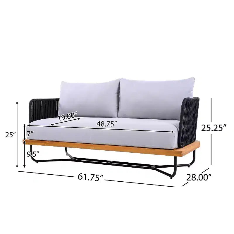 Christopher Knight Home Lucas Ensemble de 4 pièces en corde tressée, acacia et fer, pour l'extérieur