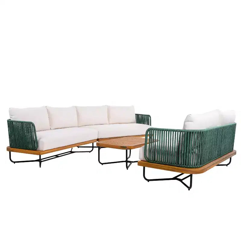 Christopher Knight Home Lucas Ensemble de 4 pièces en corde tressée, acacia et fer, pour l'extérieur