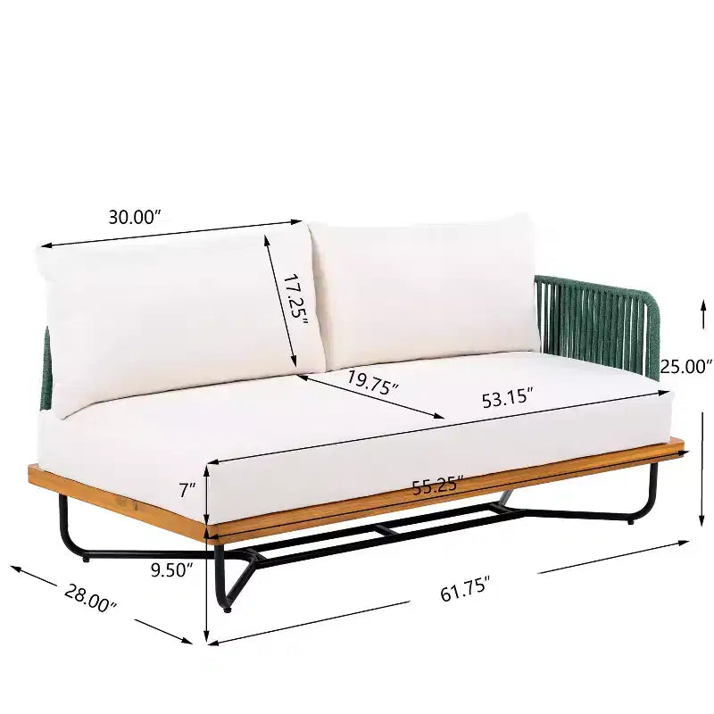 Christopher Knight Home Lucas Ensemble de 4 pièces en corde tressée, acacia et fer, pour l'extérieur