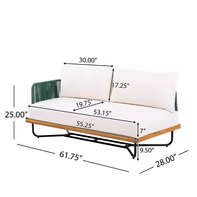 Christopher Knight Home Lucas Ensemble de 4 pièces en corde tressée, acacia et fer, pour l'extérieur