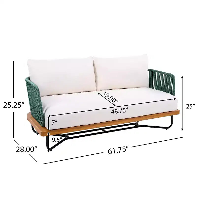 Christopher Knight Home Lucas Ensemble de 4 pièces en corde tressée, acacia et fer, pour l'extérieur