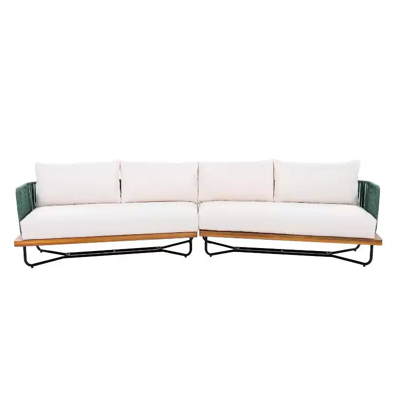 Christopher Knight Home Lucas Ensemble de 4 pièces en corde tressée, acacia et fer, pour l'extérieur