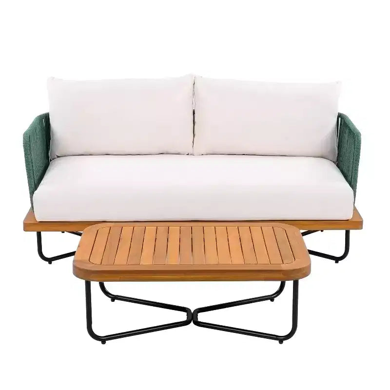 Christopher Knight Home Lucas Ensemble de 4 pièces en corde tressée, acacia et fer, pour l'extérieur