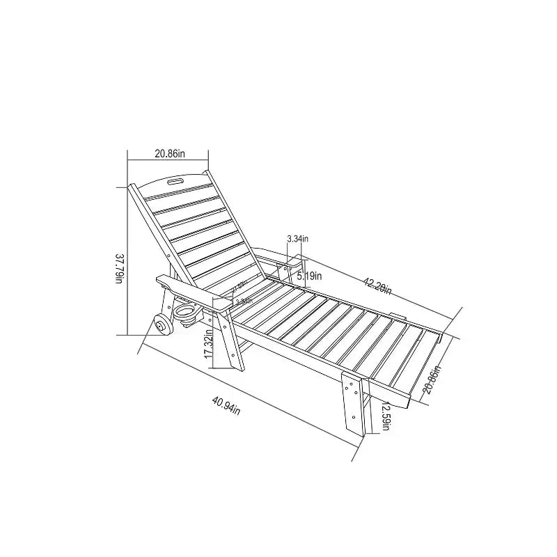 GDFStudio Fern - Ensemble de 3 chaises longues d'extérieur avec table d'appoint et dossier réglable