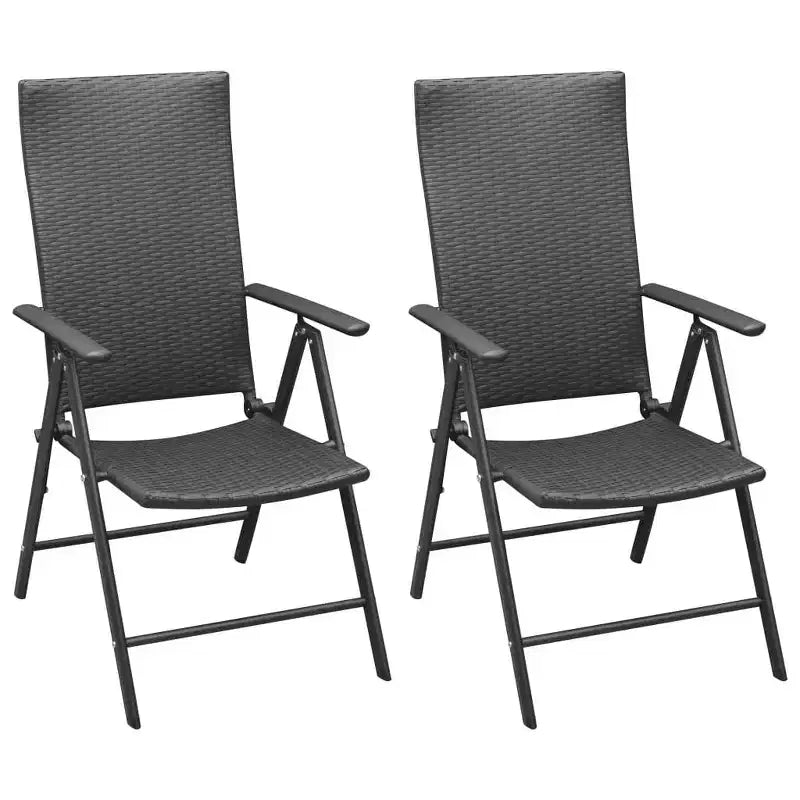 vidaXL Ensemble de salle à manger noir en rotin PE pliable de taille moyenne pour extérieur