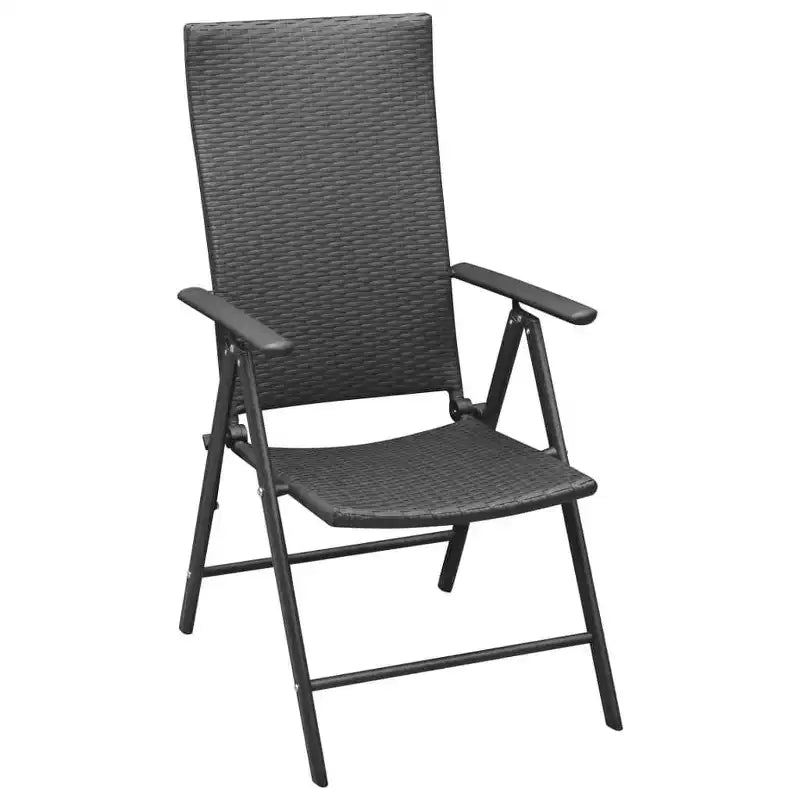 vidaXL Ensemble de salle à manger noir en rotin PE pliable de taille moyenne pour extérieur