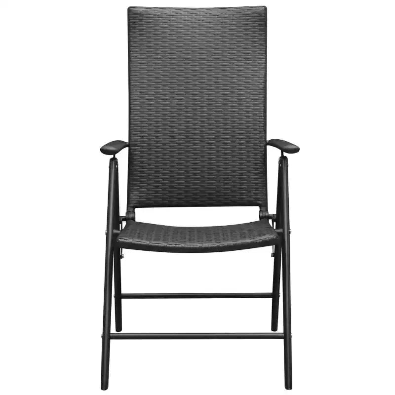 vidaXL Ensemble de salle à manger noir en rotin PE pliable de taille moyenne pour extérieur
