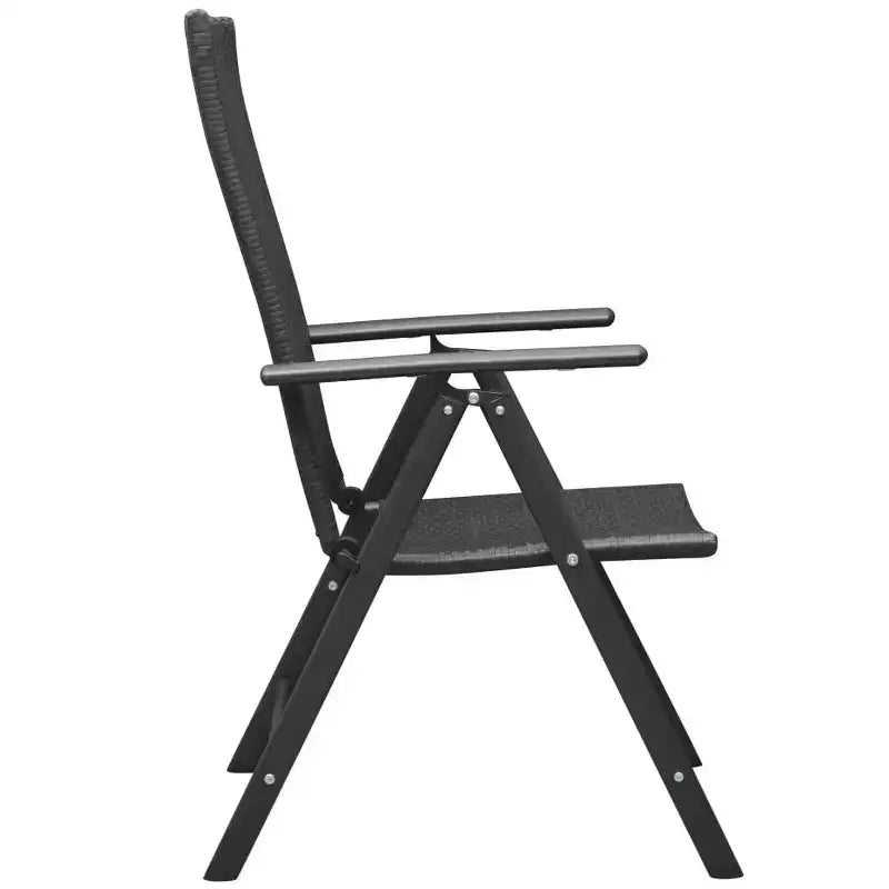 vidaXL Ensemble de salle à manger noir en rotin PE pliable de taille moyenne pour extérieur