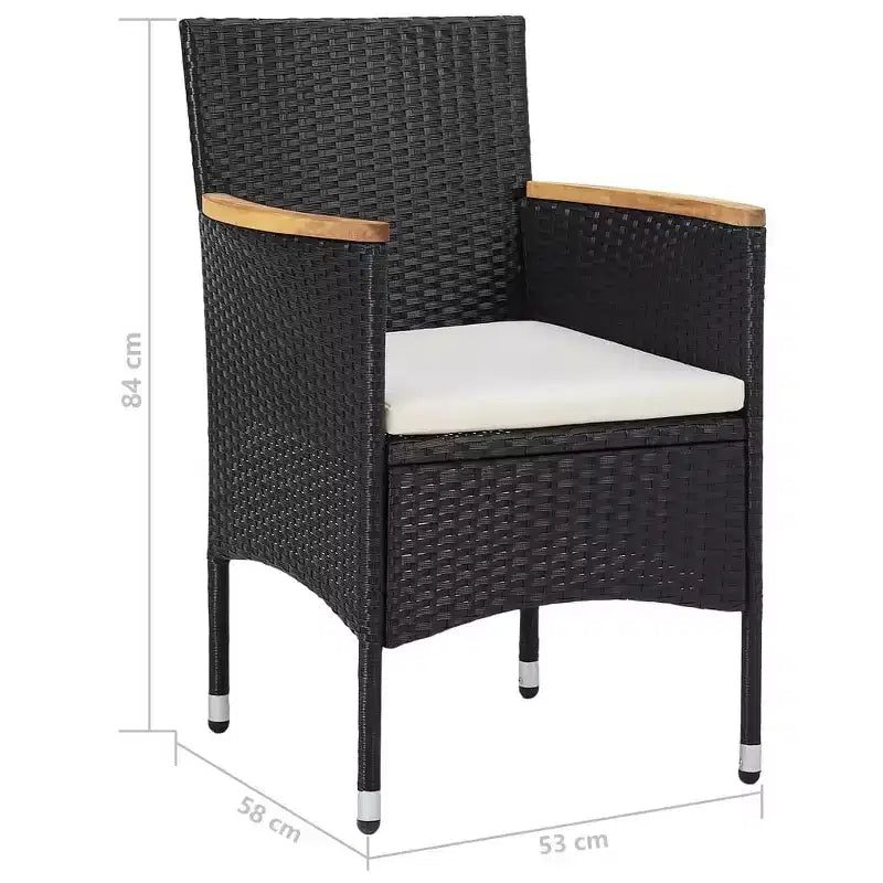 vidaXL Ensemble de salle à manger noir, résine tressée, housses amovibles de taille moyenne