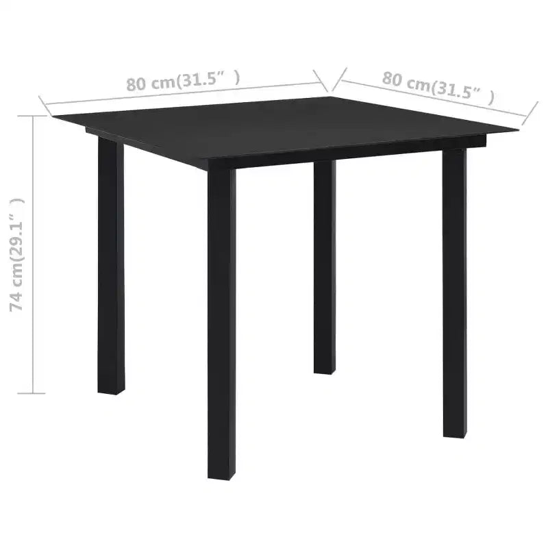 vidaXL Ensemble de salle à manger noir, en rotin synthétique, acier enduit de poudre, verre trempé