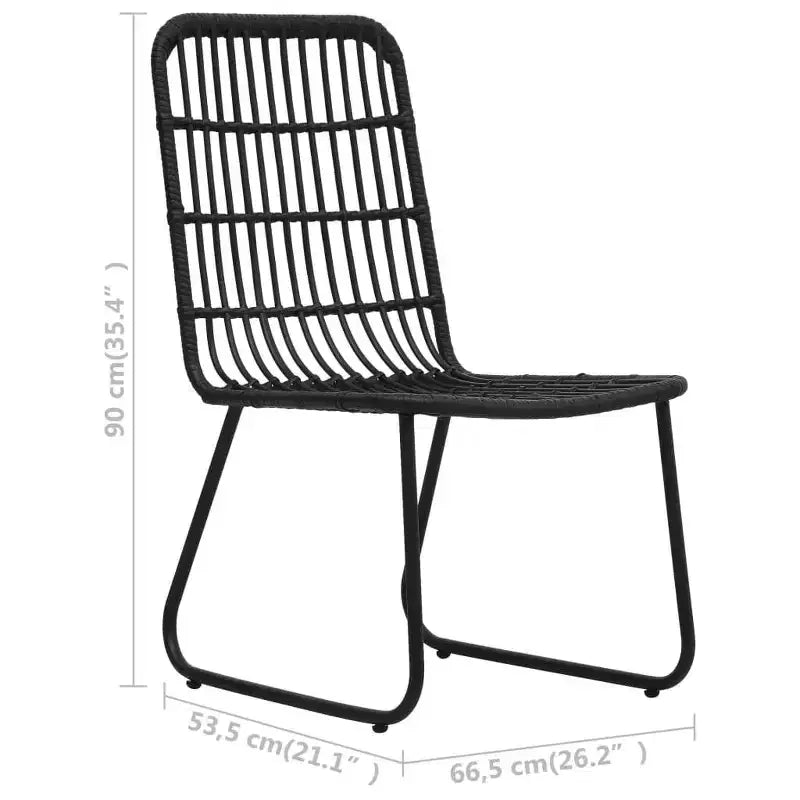 vidaXL Ensemble de salle à manger noir, en rotin synthétique, acier enduit de poudre, verre trempé