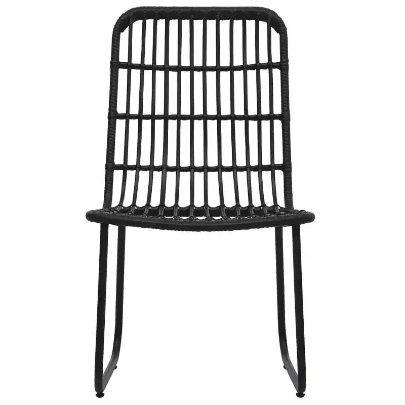 vidaXL Ensemble de salle à manger noir, en rotin synthétique, acier enduit de poudre, verre trempé