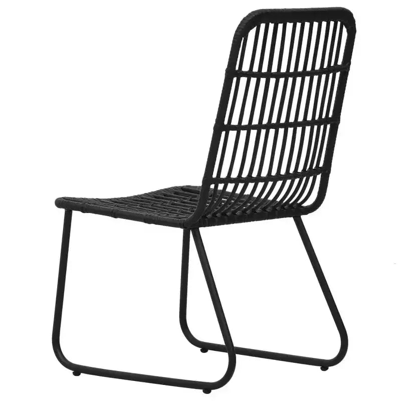vidaXL Ensemble de salle à manger noir, en rotin synthétique, acier enduit de poudre, verre trempé