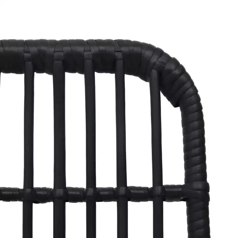 vidaXL Ensemble de salle à manger noir, en rotin synthétique, acier enduit de poudre, verre trempé