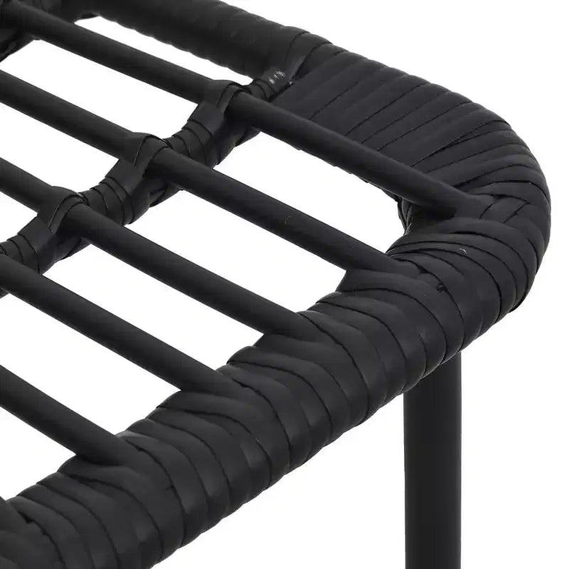 vidaXL Ensemble de salle à manger noir, en rotin synthétique, acier enduit de poudre, verre trempé