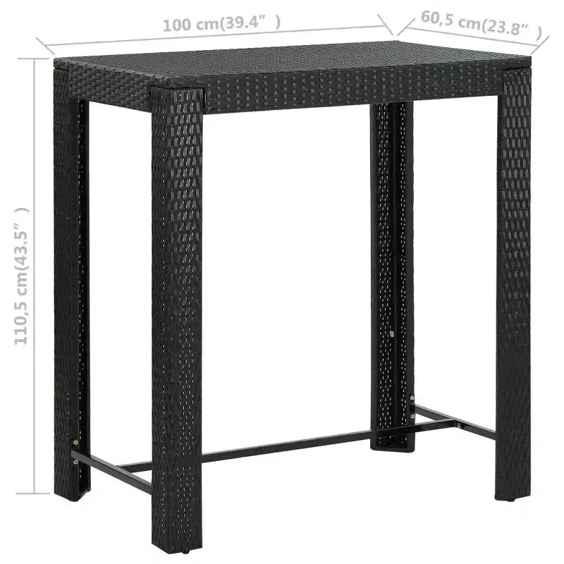vidaXL Ensemble de bar de jardin en résine tressée noir, acier laqué Standard