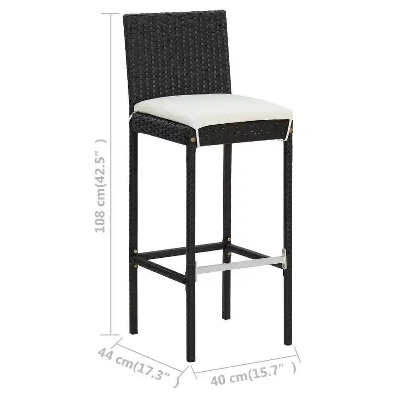 vidaXL Ensemble de bar de jardin en résine tressée noir, acier laqué Standard