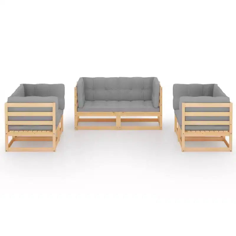 vidaXL Salon de jardin Bois naturel Bois de pin massif 6 pièces