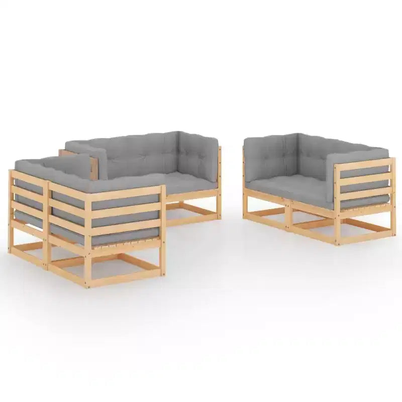 vidaXL Salon de jardin Bois naturel Bois de pin massif 6 pièces