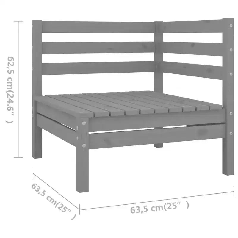 vidaXL Salon de jardin gris Bois de pin massif Ensemble modulaire 10 pièces