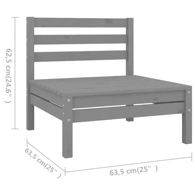 vidaXL Salon de jardin gris Bois de pin massif Ensemble modulaire 10 pièces