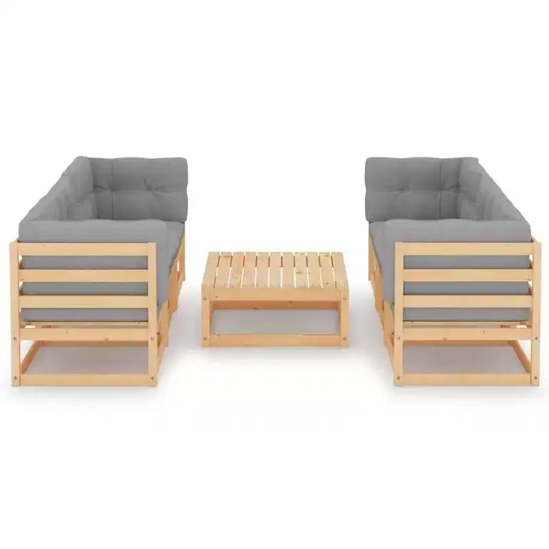 vidaXL Salon de jardin Bois naturel, Gris